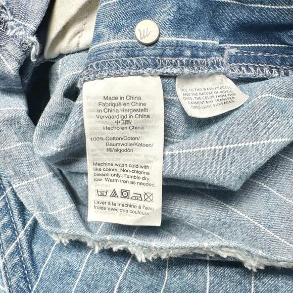 Madewell | Women | Pinyon Pinstripe Denim Short Overall Shortalls | Size XS - Picture 8 of 12
